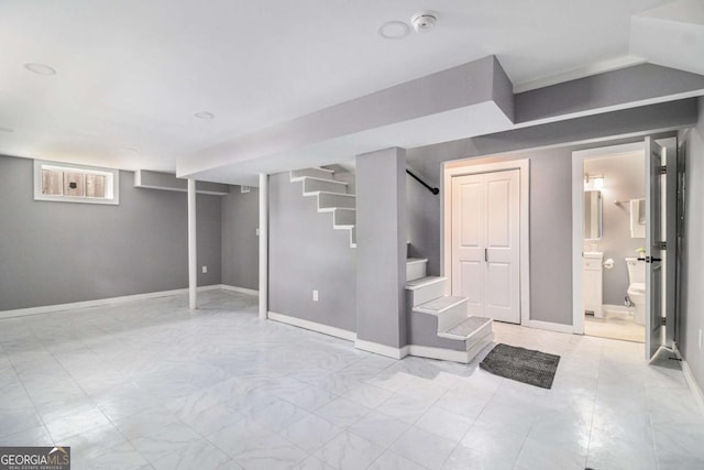 208 Silver Springs Cir SW, Atlanta, GA 30310 - below grade area featuring baseboards and stairs