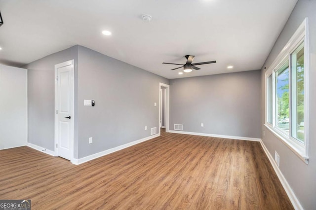 208 Silver Springs Cir SW, Atlanta, GA 30310 - interior space with a ceiling fan, recessed lighting, wood finished floors, and visible vents