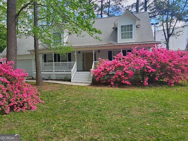 3979 Doral Cir, Atlanta, GA 30360 - new england style home featuring covered porch, a front yard, and roof with shingles