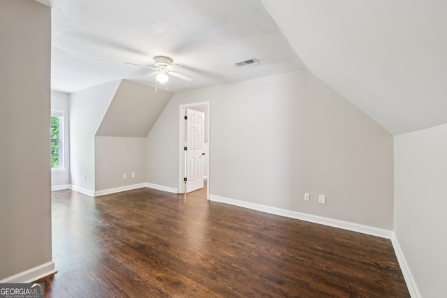 3979 Doral Cir, Atlanta, GA 30360 - bonus room with a ceiling fan, vaulted ceiling, dark wood-style flooring, and baseboards