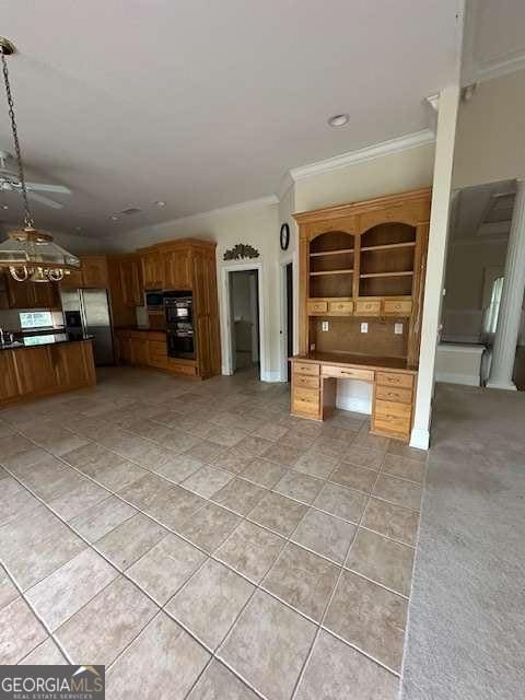 8010 Scudder Way, Ball Ground, GA 30107 - unfurnished living room with light tile patterned floors and ornamental molding