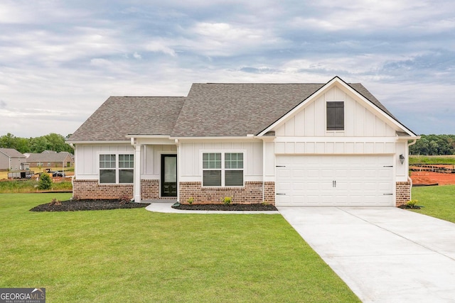 255 Oliver Dr, Locust Grove, GA 30248 - view of front of property featuring driveway, roof with shingles, board and batten siding, and brick siding