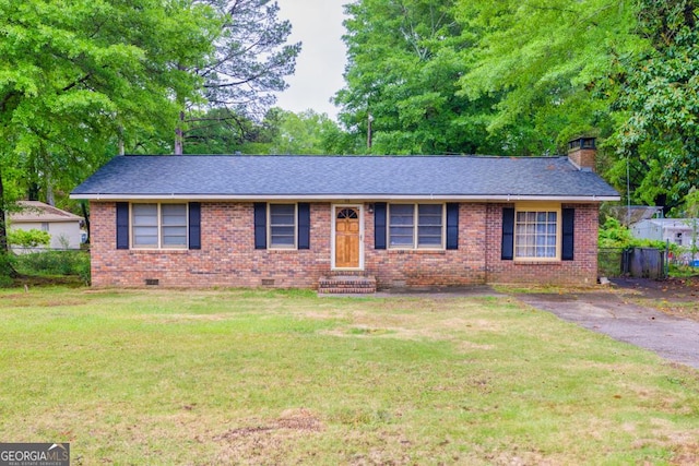 98 Orchard Cir, Commerce, GA 30529 - single story home featuring a chimney, a front lawn, crawl space, and brick siding