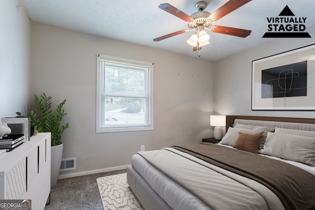 3664 Satellite Ter, Ellenwood, GA 30294 - bedroom featuring baseboards, a ceiling fan, visible vents, and carpet floors