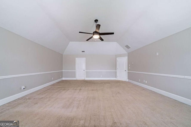 535 Pierpoint Dr, Atlanta, GA 30331 - interior space with ceiling fan, lofted ceiling, carpet flooring, and baseboards
