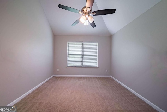 535 Pierpoint Dr, Atlanta, GA 30331 - carpeted empty room featuring ceiling fan, lofted ceiling, and baseboards