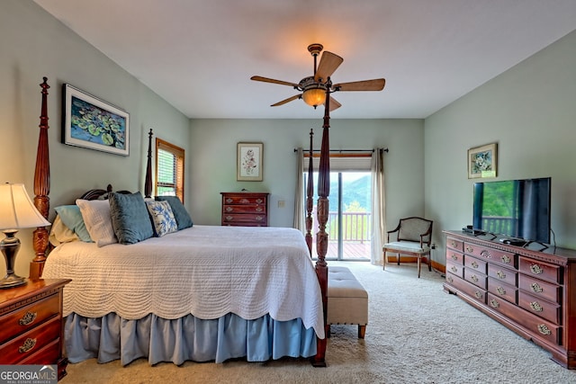 2608 The Rdgs, Hiawassee, GA 30546 - carpeted bedroom featuring access to outside, multiple windows, and a ceiling fan