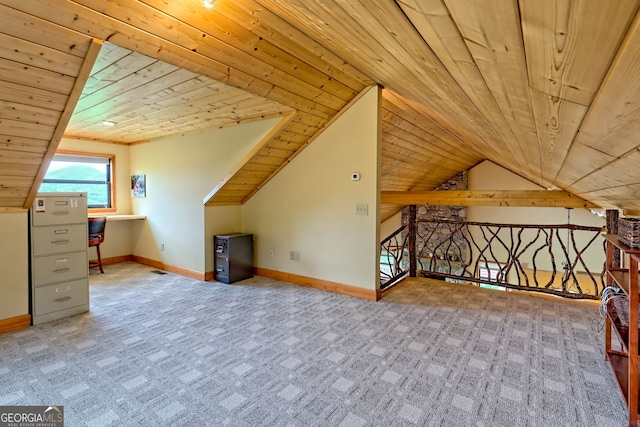 2608 The Rdgs, Hiawassee, GA 30546 - additional living space featuring wooden ceiling, carpet flooring, lofted ceiling, and baseboards