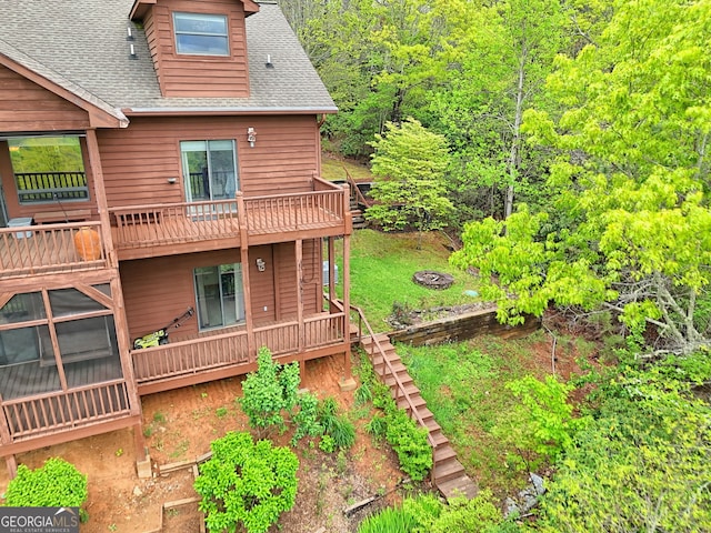 2608 The Rdgs, Hiawassee, GA 30546 - back of house featuring roof with shingles, stairs, and a wooden deck