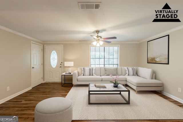 110 Valley View Ct, Tyrone, GA 30290 - living room with visible vents, dark wood-style flooring, and a healthy amount of sunlight