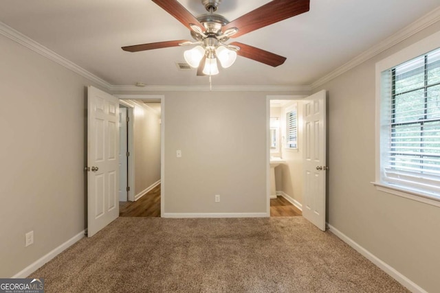 110 Valley View Ct, Tyrone, GA 30290 - unfurnished bedroom featuring carpet, multiple windows, and crown molding