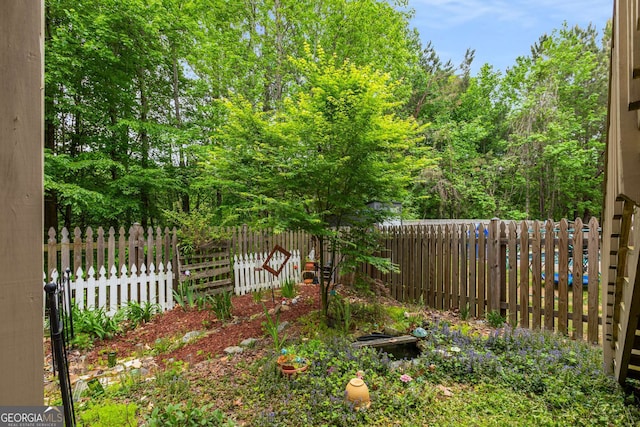 view of yard with a fenced backyard