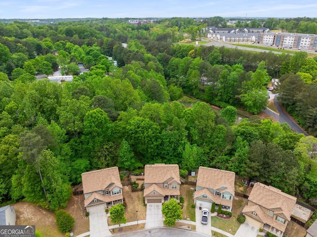 bird's eye view with a view of trees