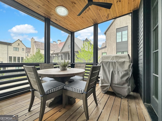 300 Mado Ln, Chattahoochee Hills, GA 30268 - sunroom / solarium with a ceiling fan and a residential view