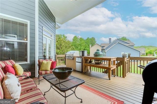 wooden terrace with grilling area