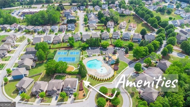 aerial view featuring a residential view