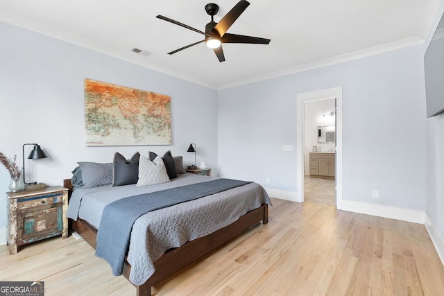 1671 Laurel Ave NW, Atlanta, GA 30318 - bedroom featuring crown molding, baseboards, visible vents, and light wood finished floors