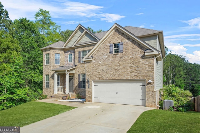 15 Manas Ct, Covington, GA 30016 - craftsman-style house with concrete driveway, a front yard, brick siding, and a garage