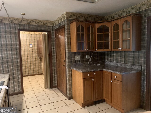 96 Glencrest Dr, Toccoa, GA 30577 - interior space with light tile patterned floors and wallpapered walls