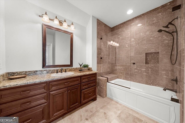 full bathroom with vanity and tub / shower combination