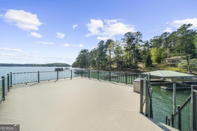 dock area featuring a water view