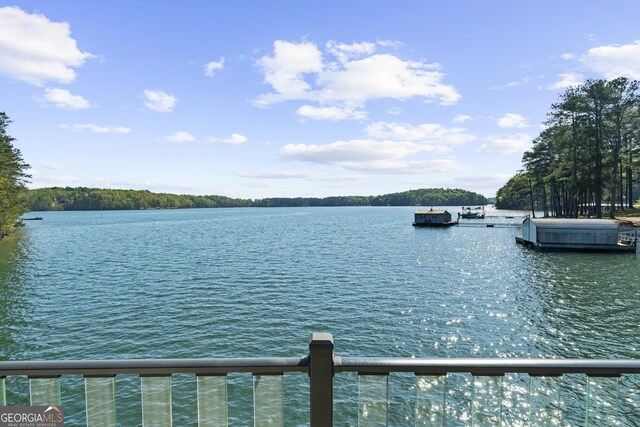 view of water feature with a floating dock