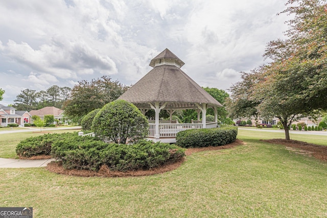 view of property's community featuring a gazebo and a yard