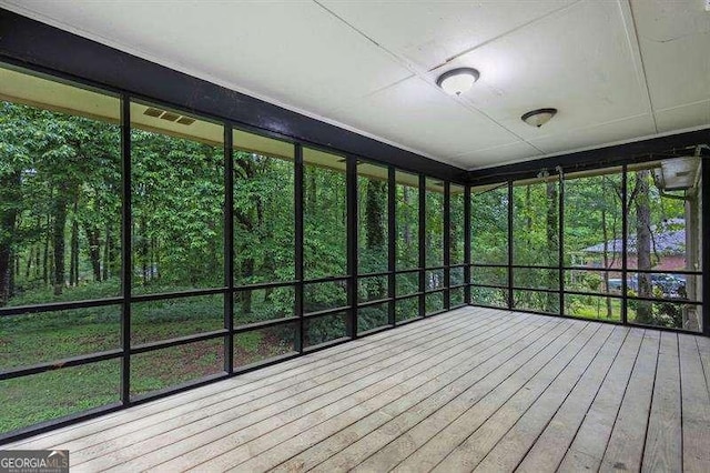 view of unfurnished sunroom