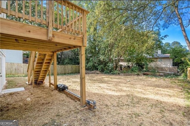 3105 Jones, Atlanta, GA 30344 - view of yard with stairway, fence, and a wooden deck