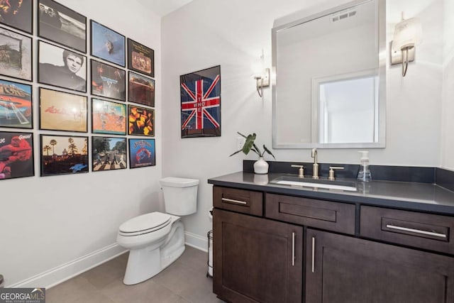 260 Jasmine Garden Way, Alpharetta, GA 30009 - bathroom with vanity, tile patterned floors, toilet, visible vents, and baseboards