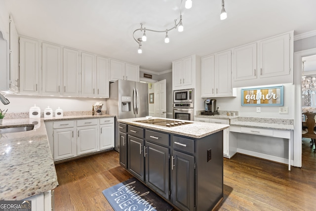 120 N Blf, Alpharetta, GA 30004 - kitchen with white cabinets, appliances with stainless steel finishes, ornamental molding, dark wood-type flooring, and a sink