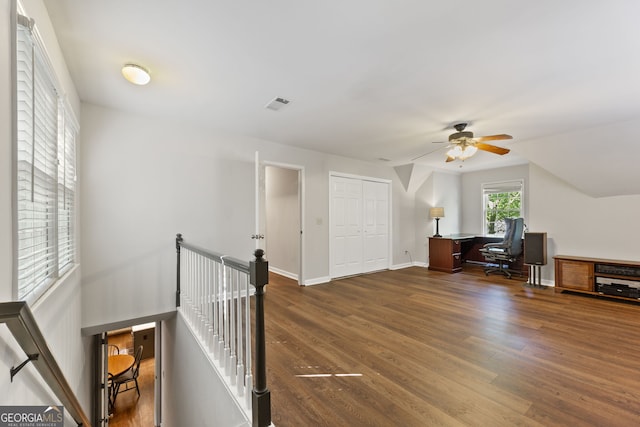120 N Blf, Alpharetta, GA 30004 - office featuring dark wood-style floors, ceiling fan, and baseboards
