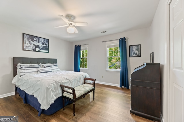 120 N Blf, Alpharetta, GA 30004 - bedroom featuring baseboards, wood finished floors, and ceiling fan