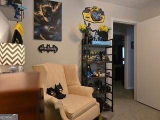 sitting room with carpet flooring