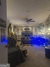 6193 Charring Cross Ct, Lithonia, GA 30058 - living room featuring a ceiling fan and carpet floors