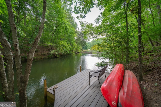 dock area featuring a water view