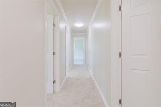 11433 Panhandle Rd, Hampton, GA 30228 - hall featuring crown molding, light colored carpet, and baseboards