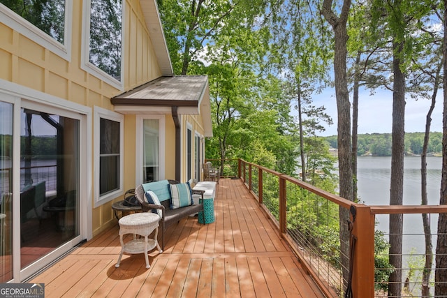 43 Cowan Ct, Mansfield, GA 30055 - wooden terrace featuring a water view