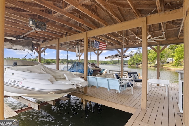 43 Cowan Ct, Mansfield, GA 30055 - dock featuring boat lift and a water view