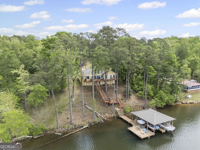 43 Cowan Ct, Mansfield, GA 30055 - dock area with a water view, boat lift, and stairs