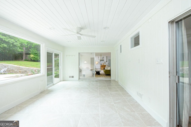 view of unfurnished sunroom