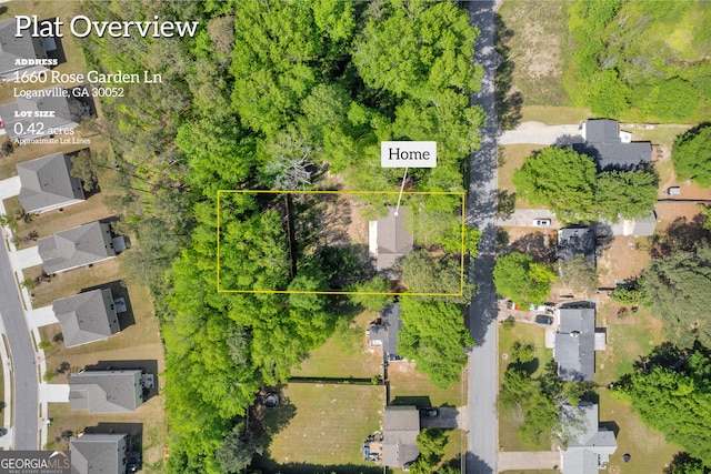 drone / aerial view with a residential view