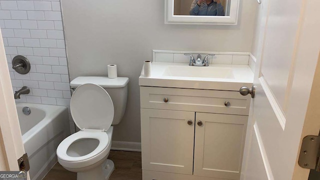 1304 Old Coach Rd SW, Marietta, GA 30008 - bathroom with toilet, shower / washtub combination, and vanity