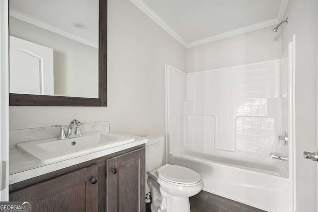 626 Candy Ln, Ellijay, GA 30540 - bathroom featuring crown molding, vanity, and tub / shower combination