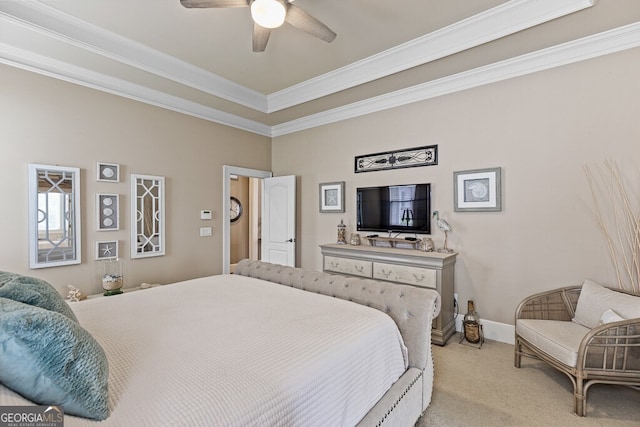 5841 Choctaw Ln, Braselton, GA 30517 - bedroom featuring ceiling fan, baseboards, ornamental molding, and light carpet