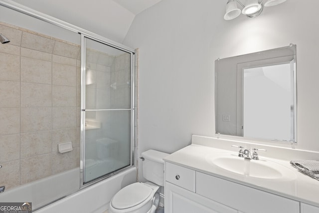 5841 Choctaw Ln, Braselton, GA 30517 - bathroom with combined bath / shower with glass door, toilet, and vanity