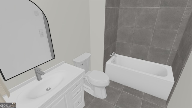 full bathroom with toilet, vanity, shower / washtub combination, and tile patterned floors