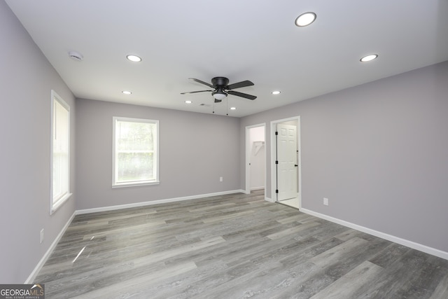 938 Motley St, Lagrange, GA 30241 - empty room with recessed lighting, ceiling fan, wood finished floors, and baseboards