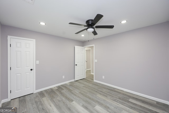 938 Motley St, Lagrange, GA 30241 - unfurnished bedroom featuring baseboards, recessed lighting, wood finished floors, and ceiling fan