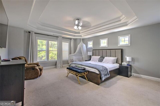 5845 Princeton Run Trl, Tucker, GA 30084 - bedroom featuring a tray ceiling, carpet floors, and ceiling fan